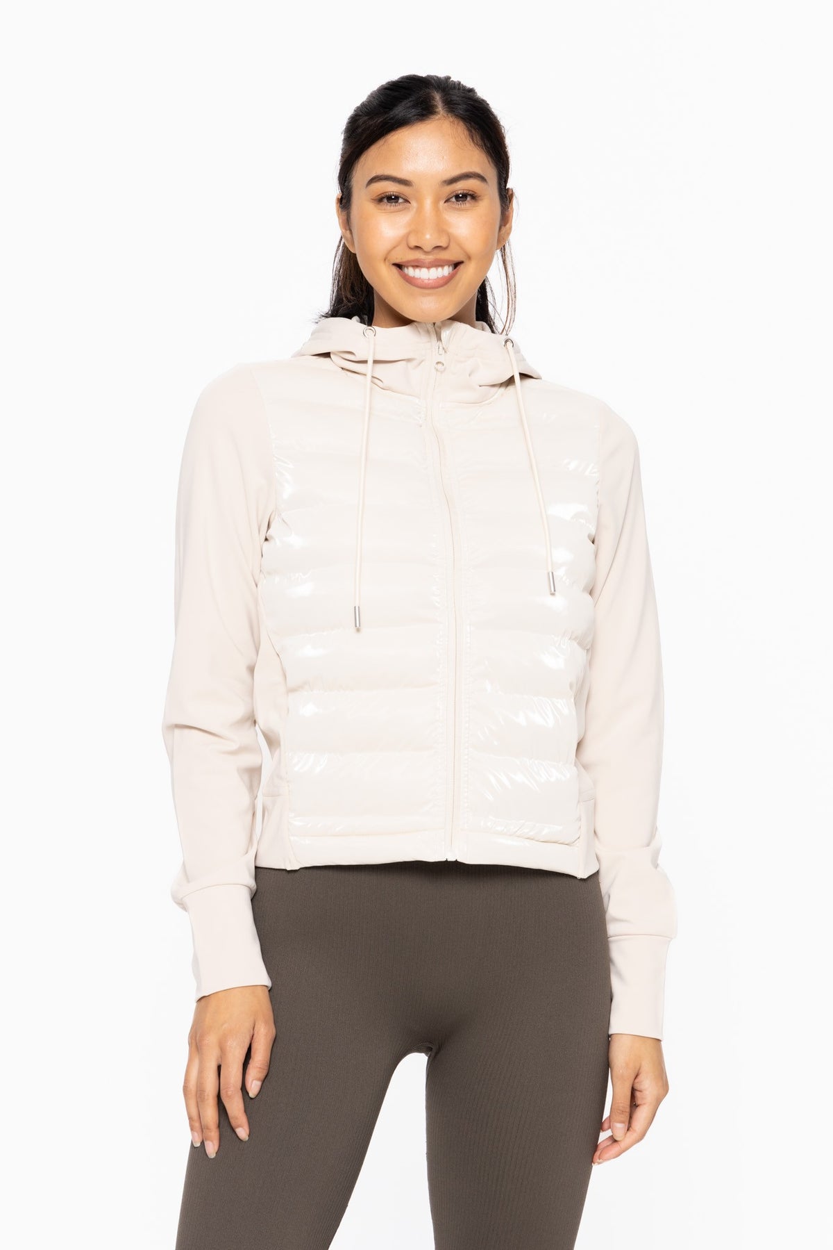 MONO B Micro Fleece Hybrid Padded Puffer Jacket