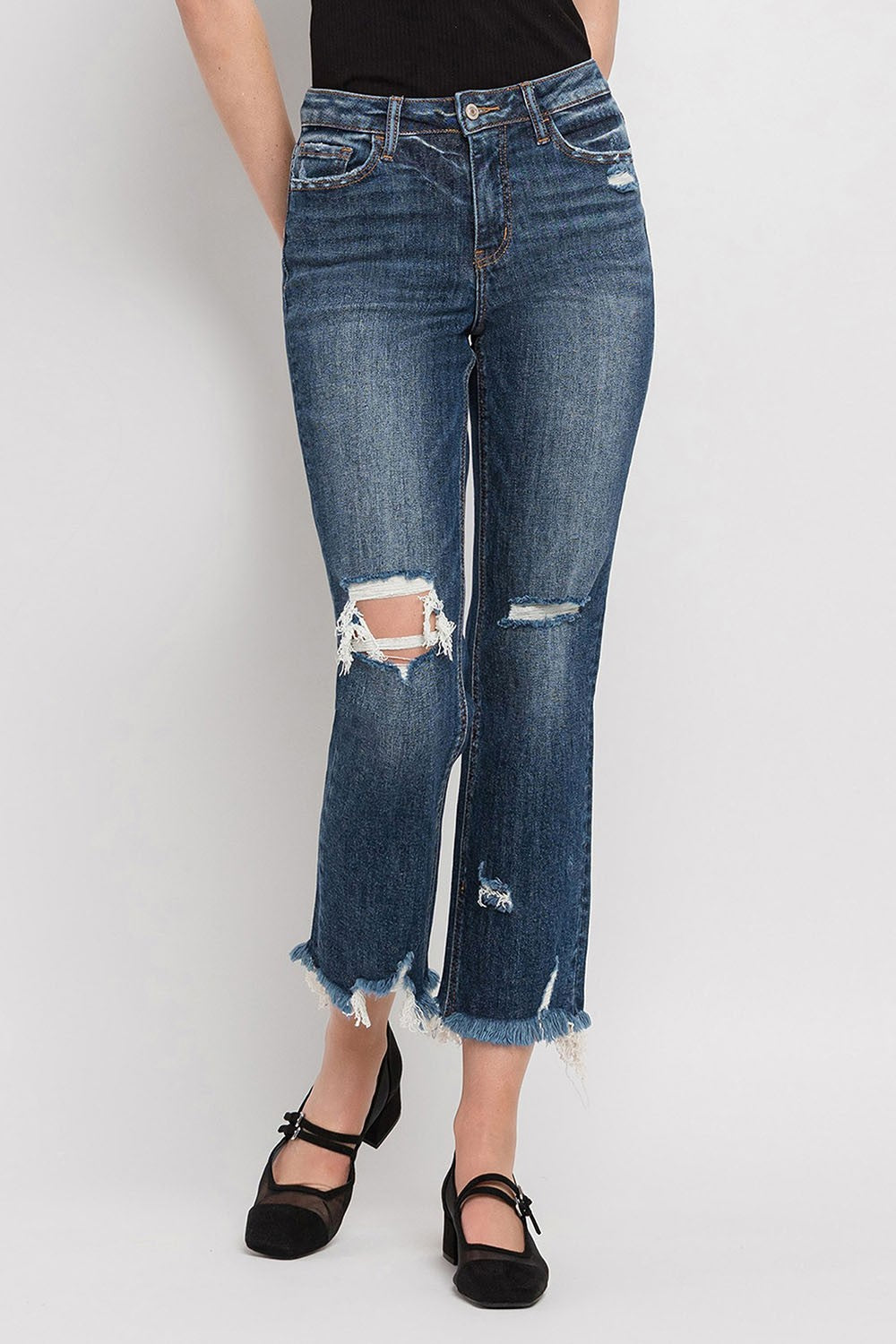 HIGH RISE CROP STRAIGHT JEANS