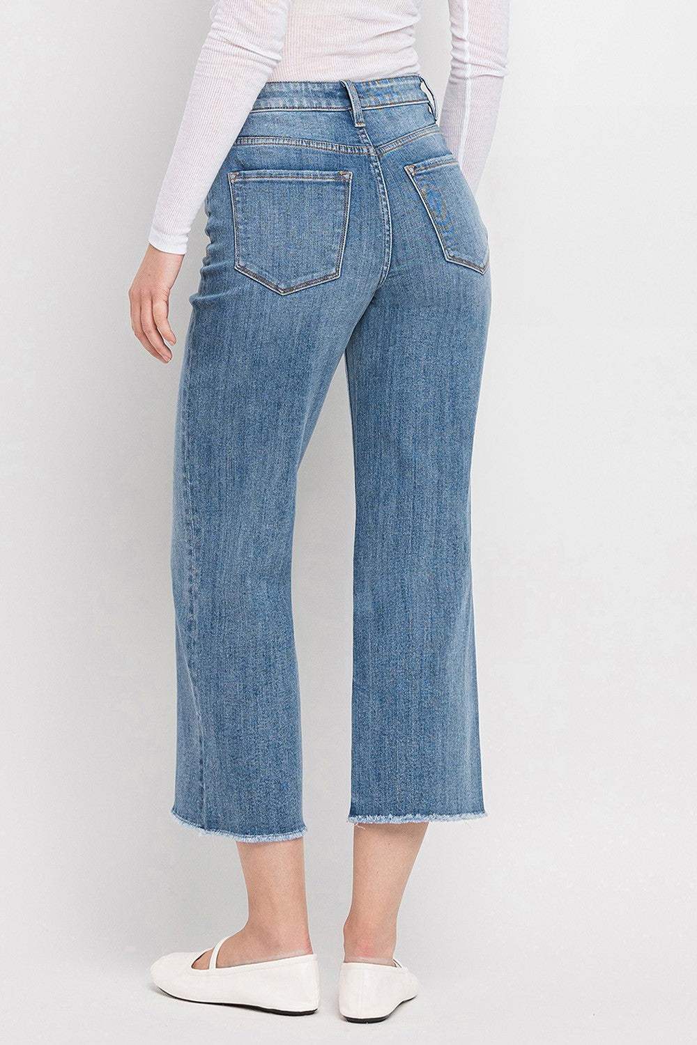 Vervet "Olivia" Super High Rise Raw Hem Wide Leg Jeans