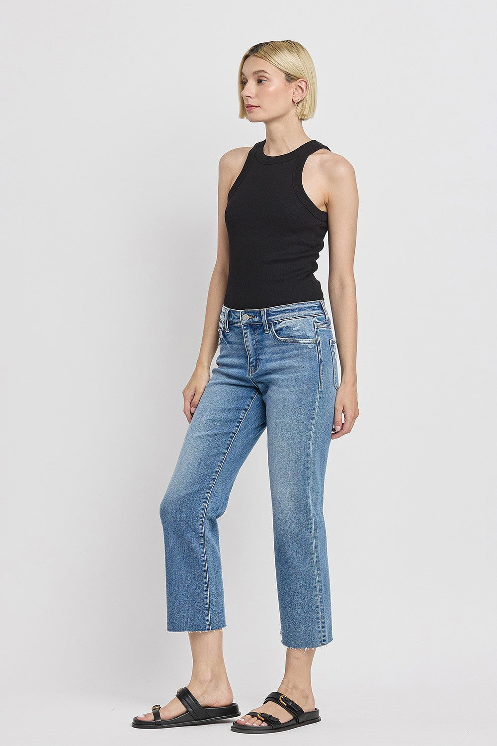 Vervet "Melissa" Mid-Rise Stretch Straight Jeans