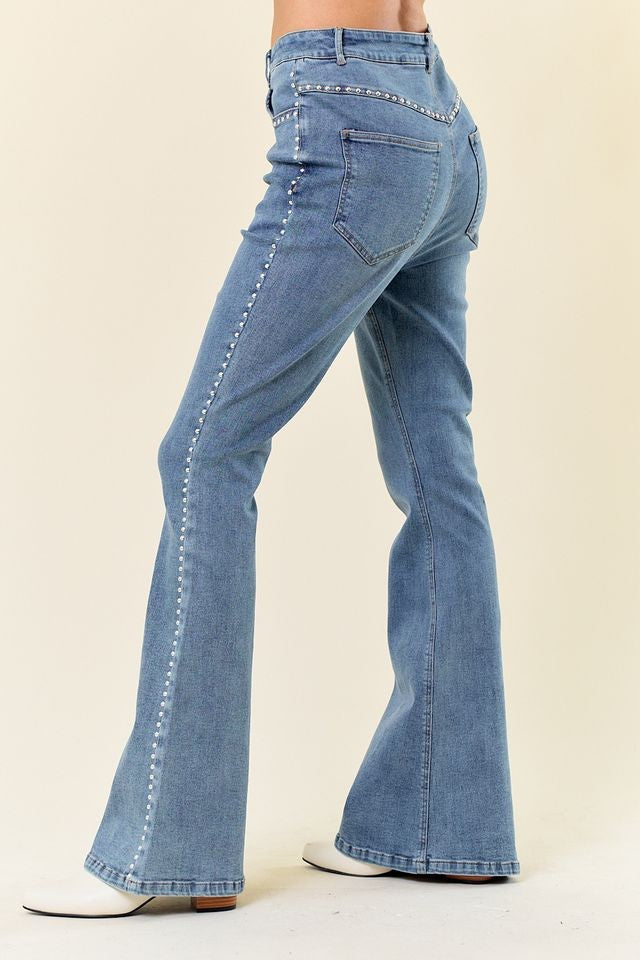 "Nashville Nights" Saints & Hearts Studded Bell Bottom Jeans