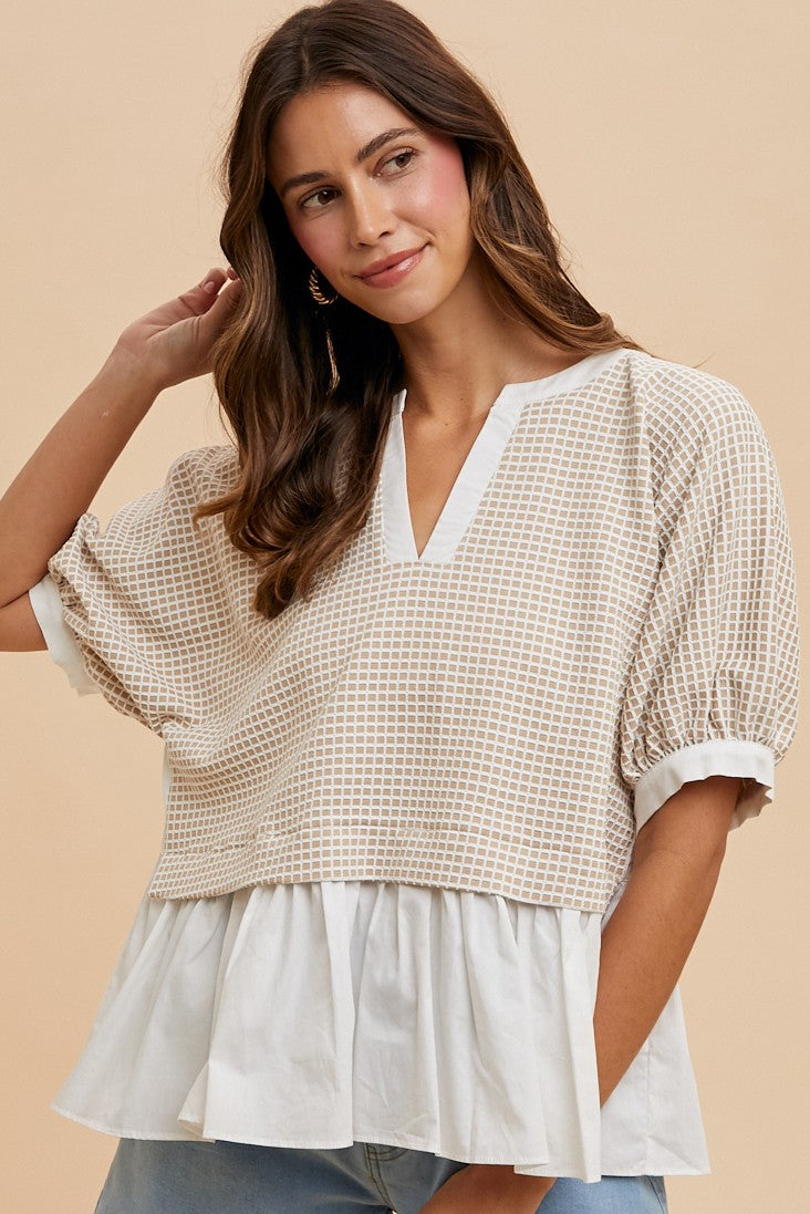 "Cottage" Woven knit top
