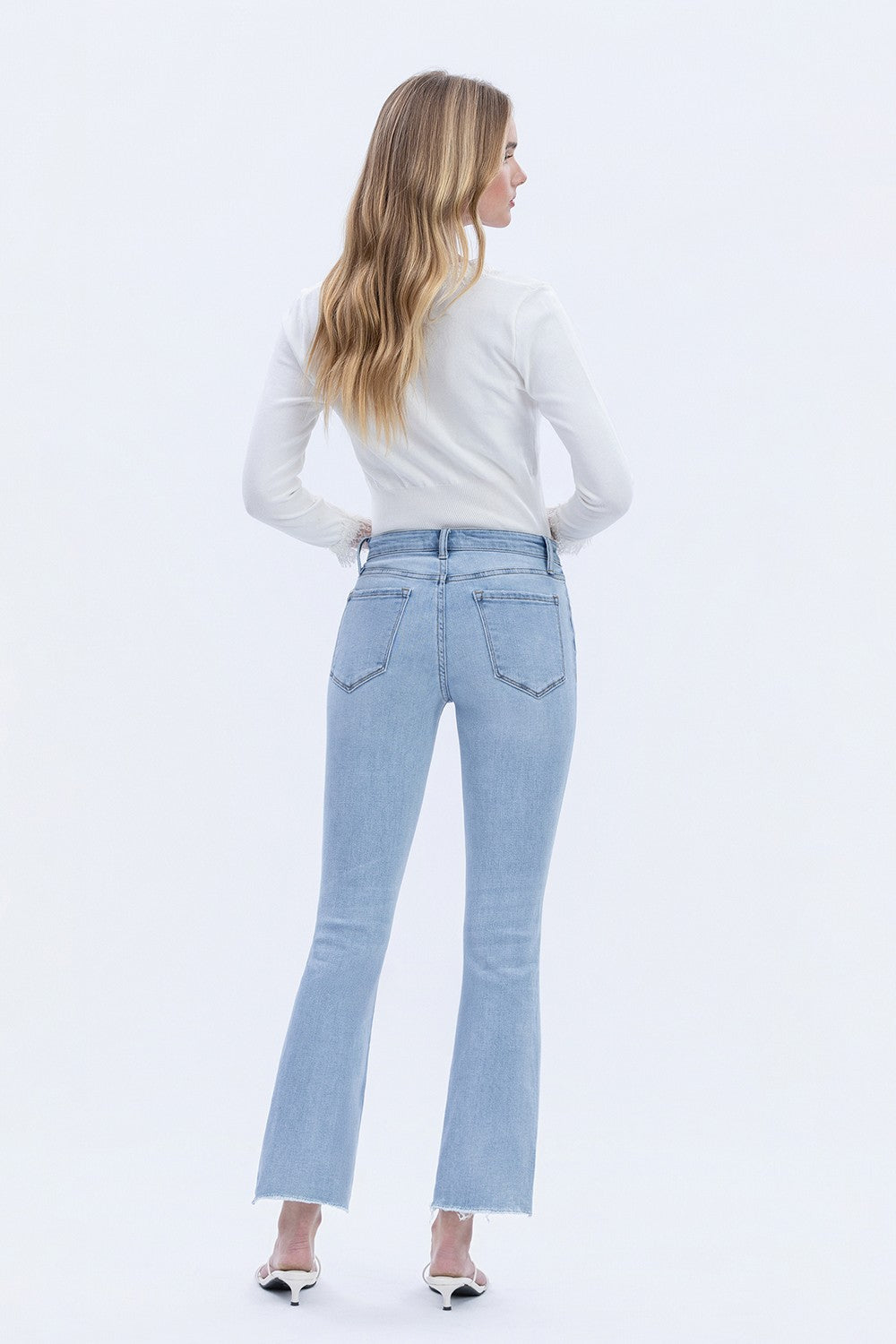 VERVET High Rise LIght Wash Crop Flare