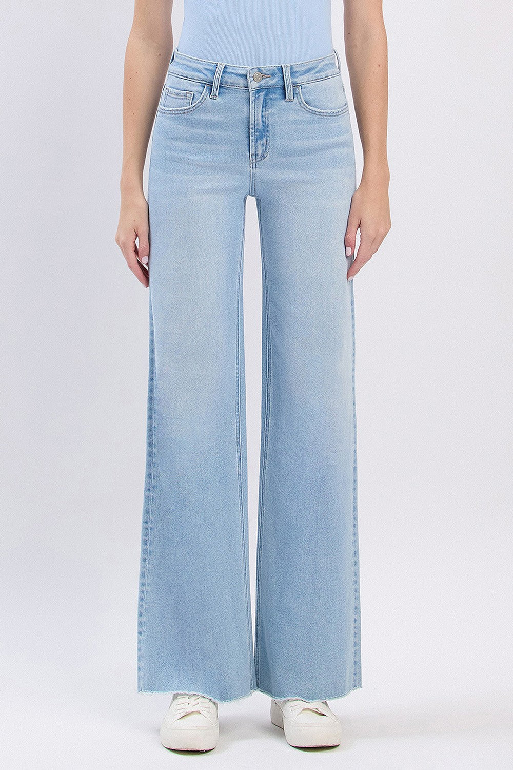 Vervet "Olivia" High Rise Full Length Wide Leg Light Wash Jeans