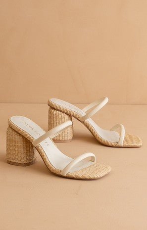 "Margaret" Rattan Chunk Heels