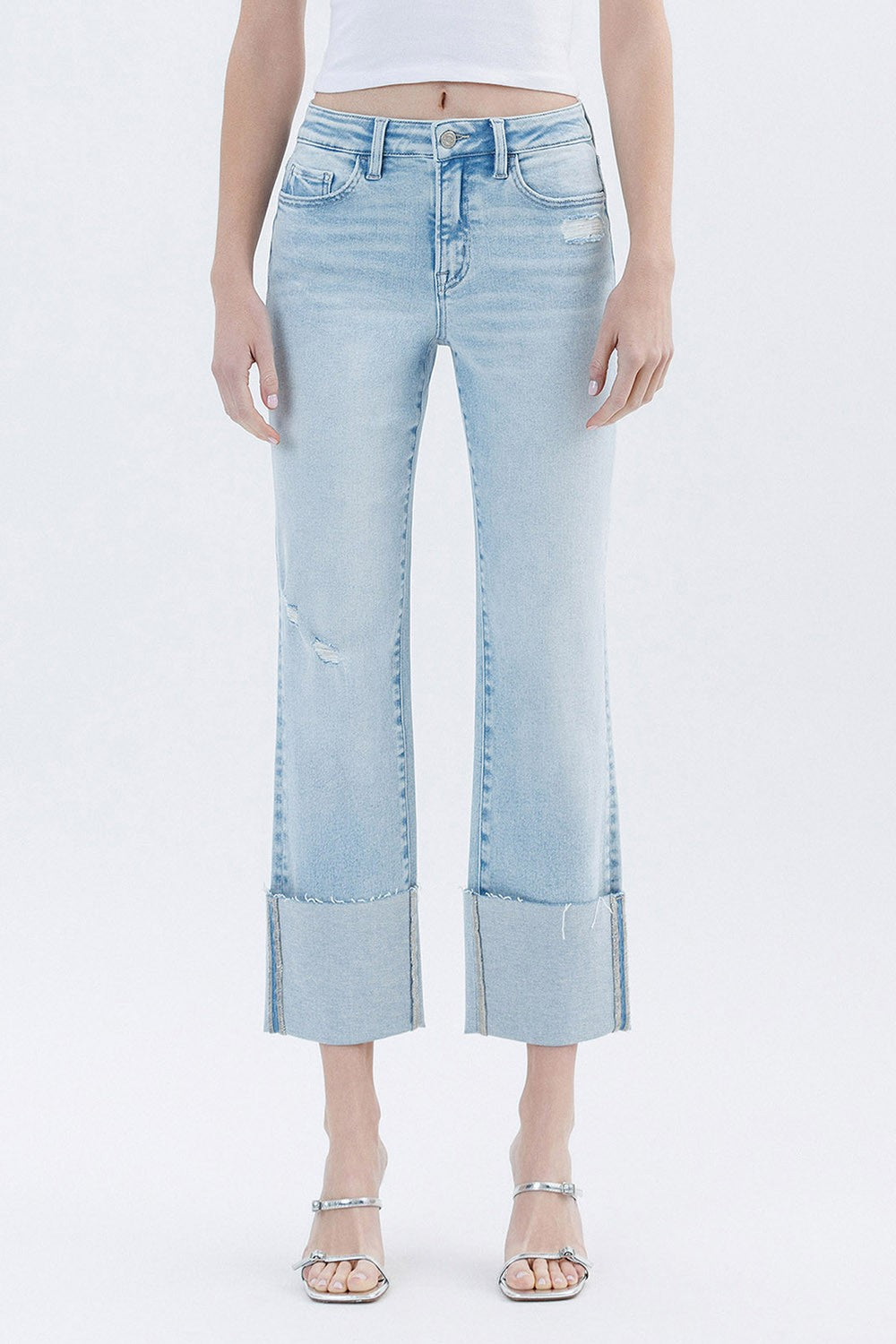 Vervet "Wowed" High Rise Crop Straight Cuffed Jean