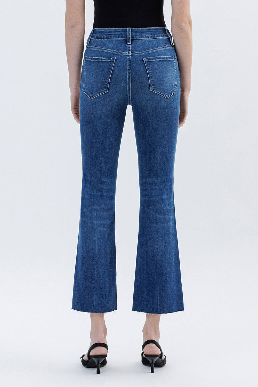 Vervet High Rise Raw Hem Kick Flare Jeans