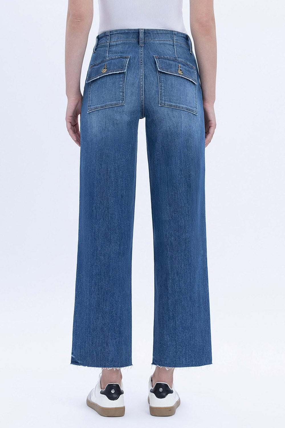 High Rise Crop Utility Pocket Straight Jeans