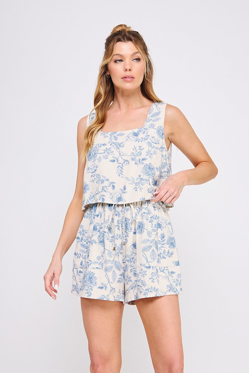 "Cambry' Blue Blossom Romper