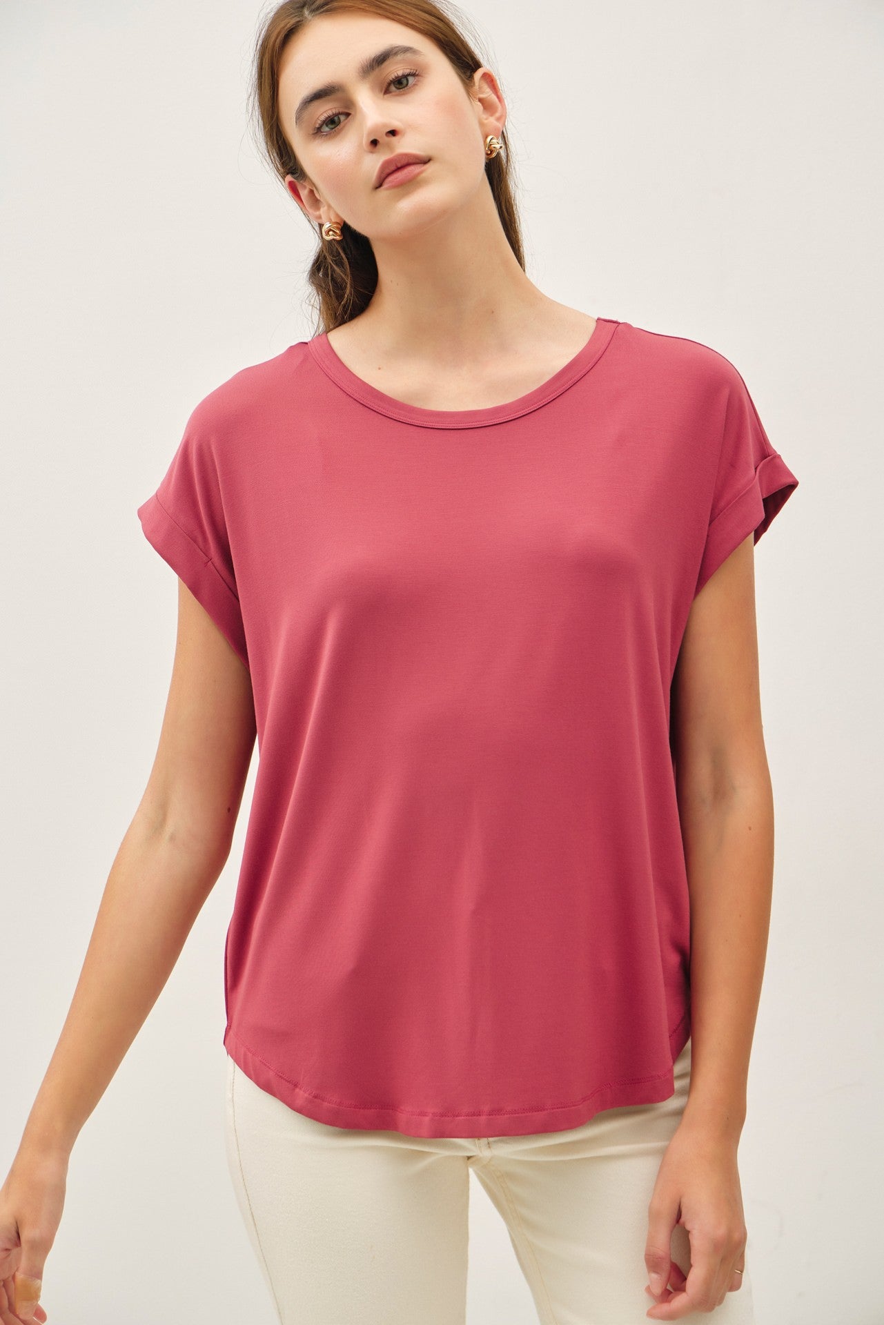 "Basic-ly" Cuff Sleeve Soft Tee