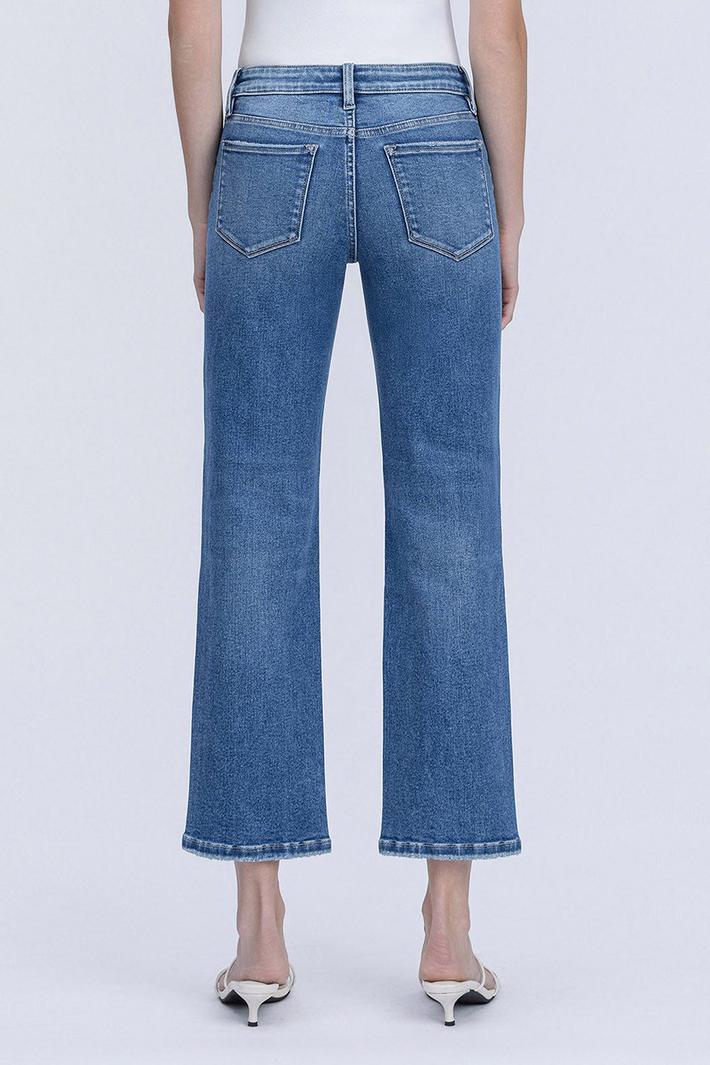 VERVET MID RISE MEDIUM DARK WASH ANKLE STRAIGHT JEANS