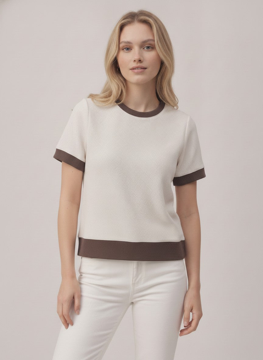 "Mindy" Cloudy Knit Round Neck Top
