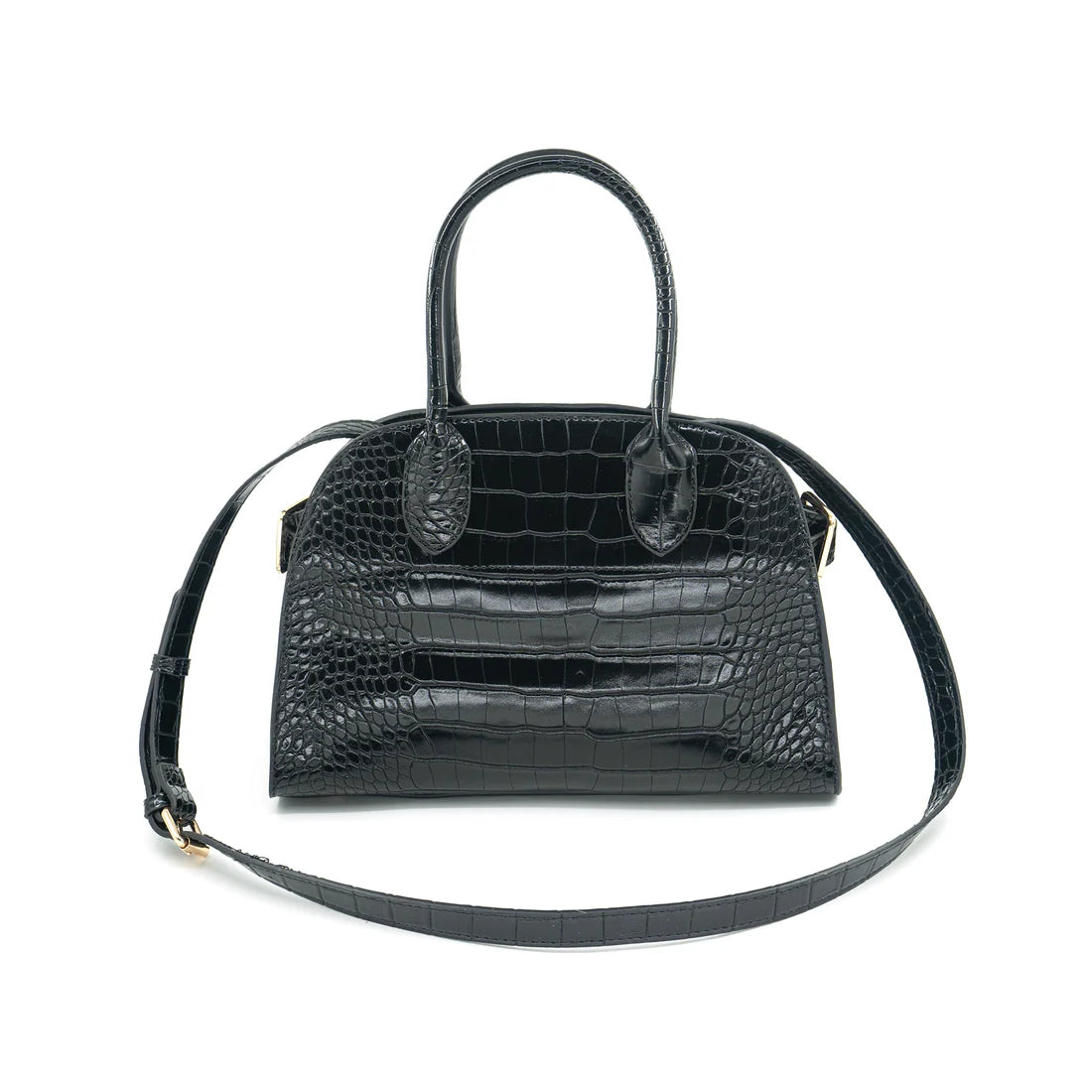 "Jazzy" BC Bags Black Croc Handbag