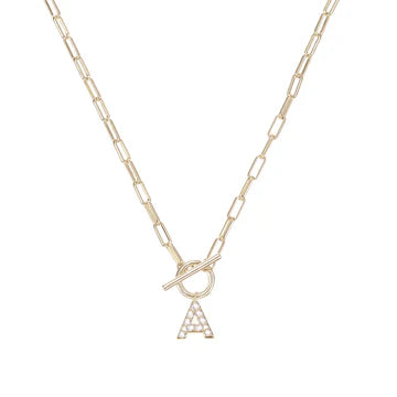 Natalie Wood Sparkle Initial Toggle Necklace