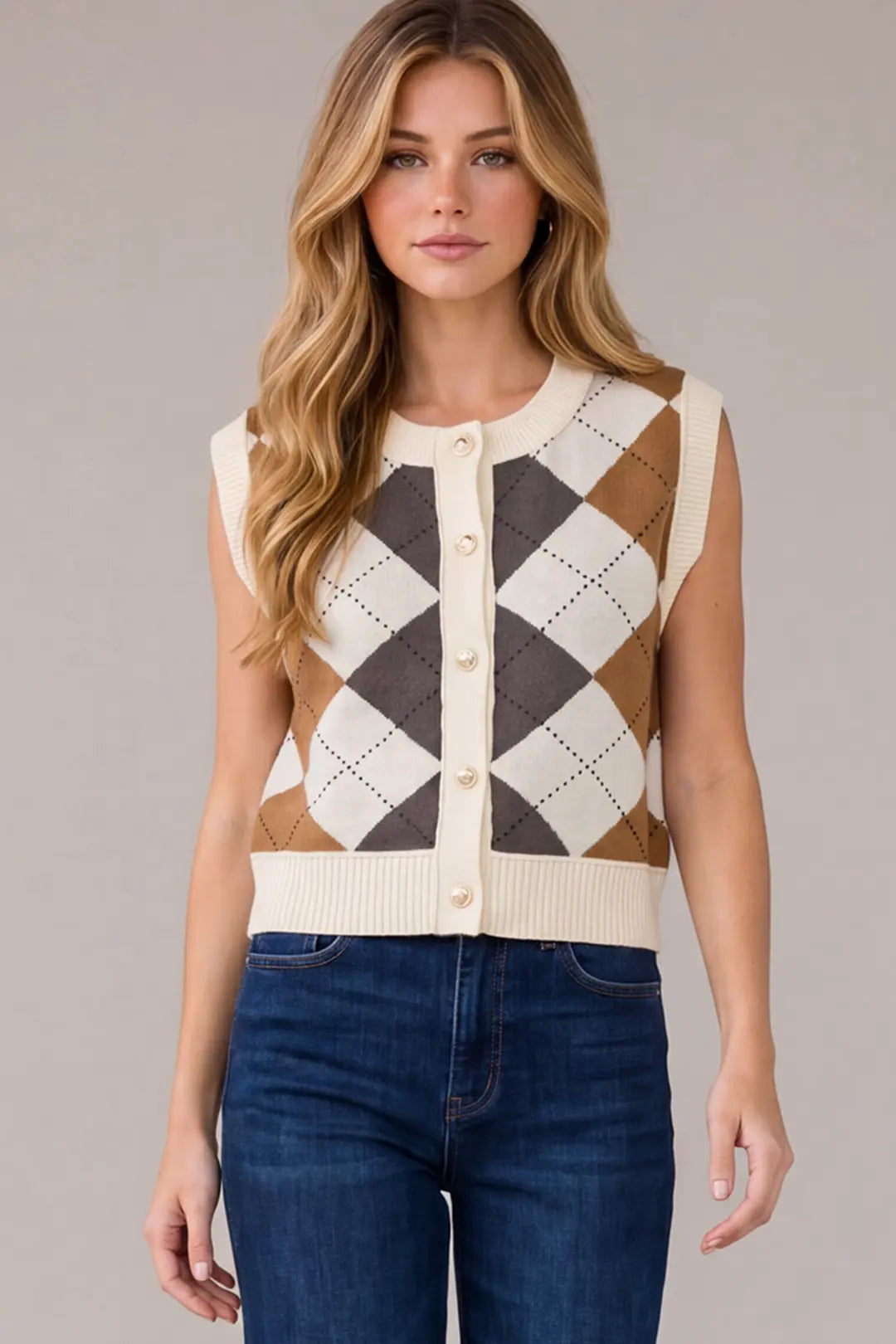 "Jaclyn" Argyle Sweater Vest