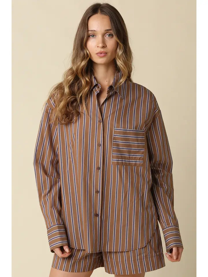 "Kelsey" Striped Oversized Button Down