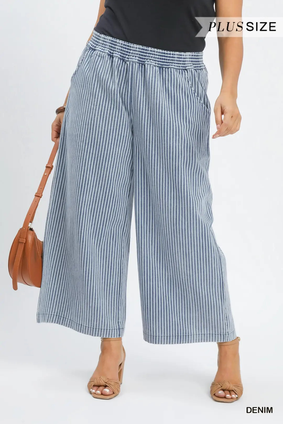 "Abby" Curvy Striped Wide Leg Pants