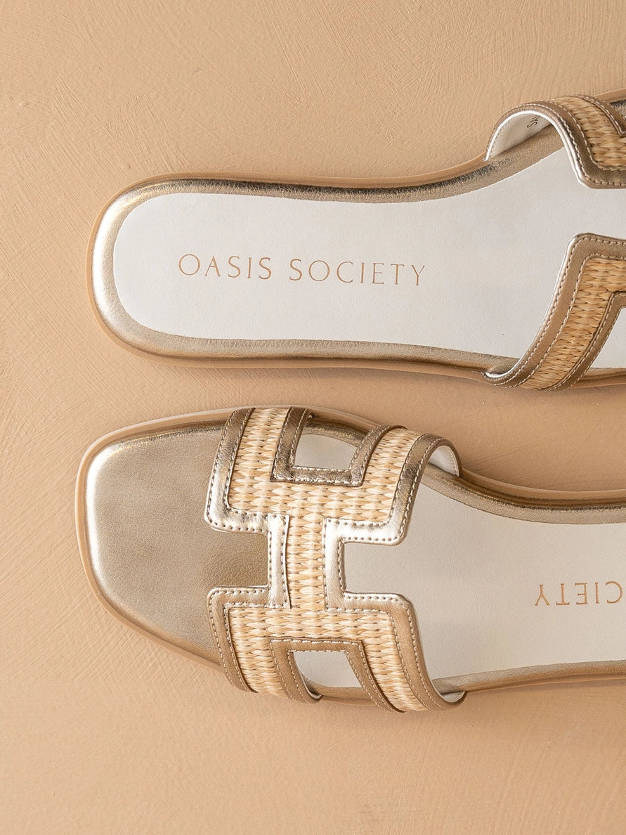 Oasis Society Rattan Flat Sandals