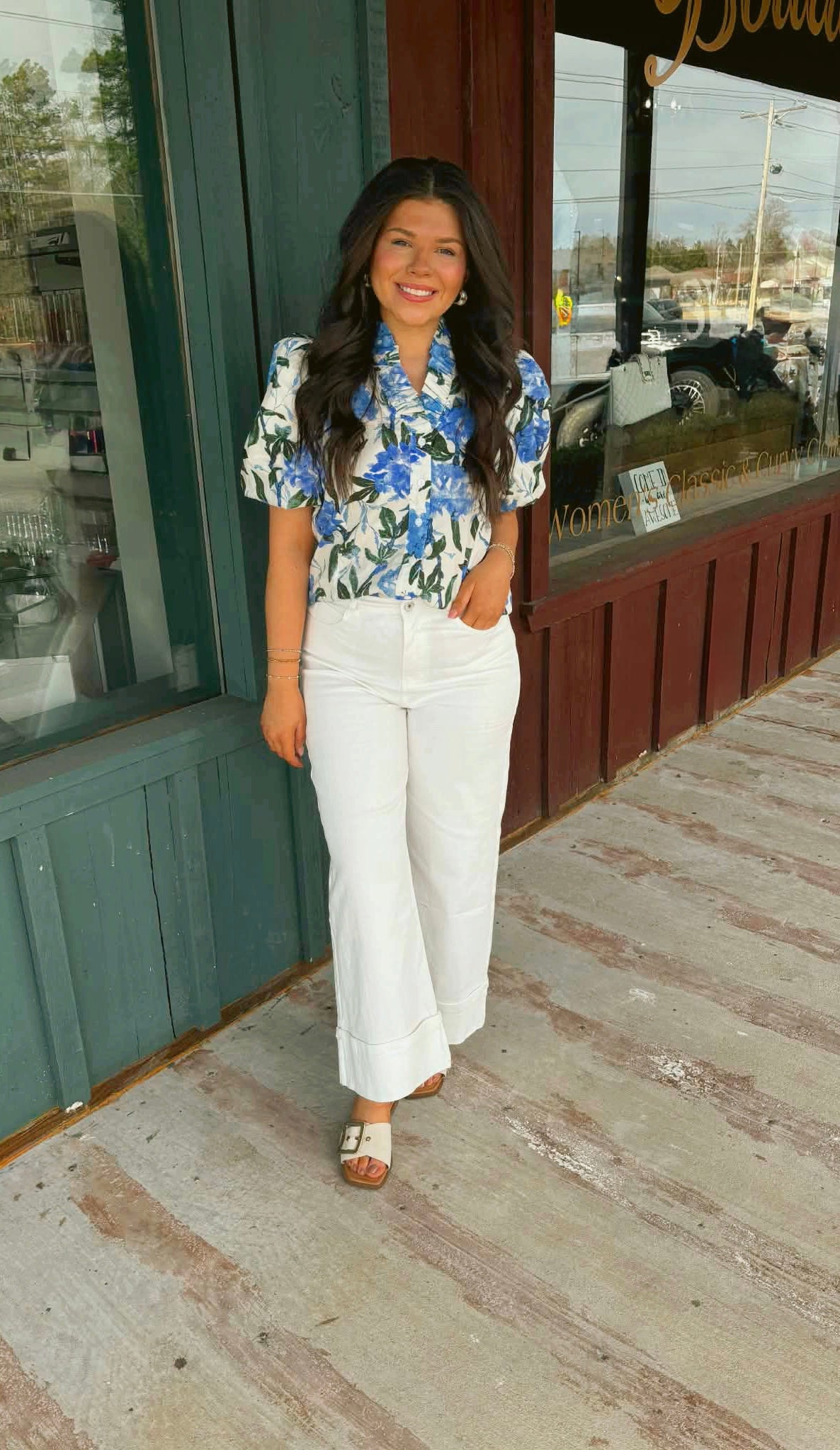 "April" Wide Leg Cropped Denim Pants