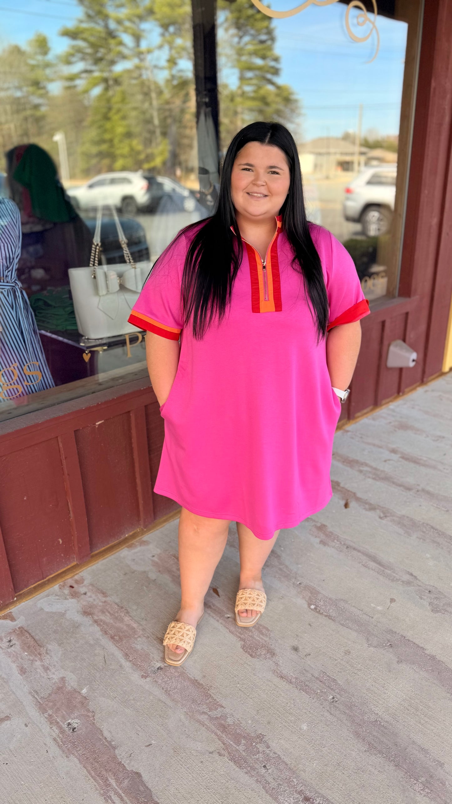 "LAURN" Curvy Hot Pink Mini Dress