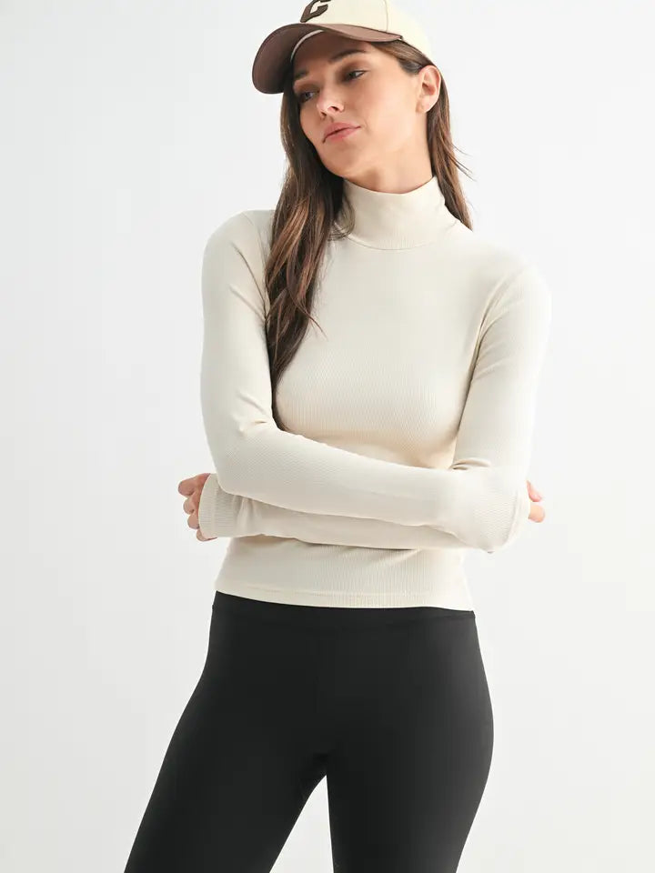 MONO B Micro Ribbed Long Sleeve Turtleneck (multiple colors)