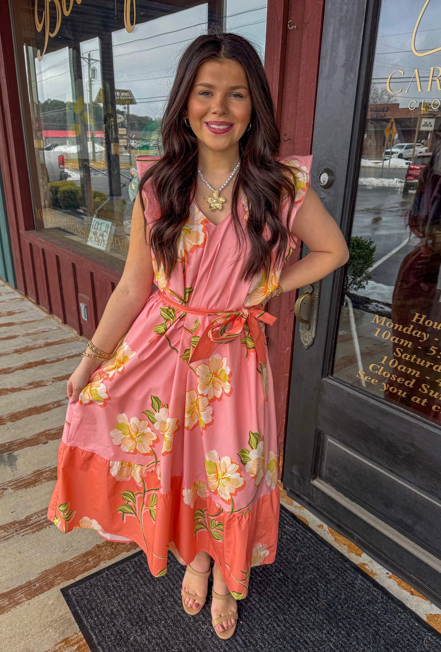 "Juel" Tropical Floral Midi Dress
