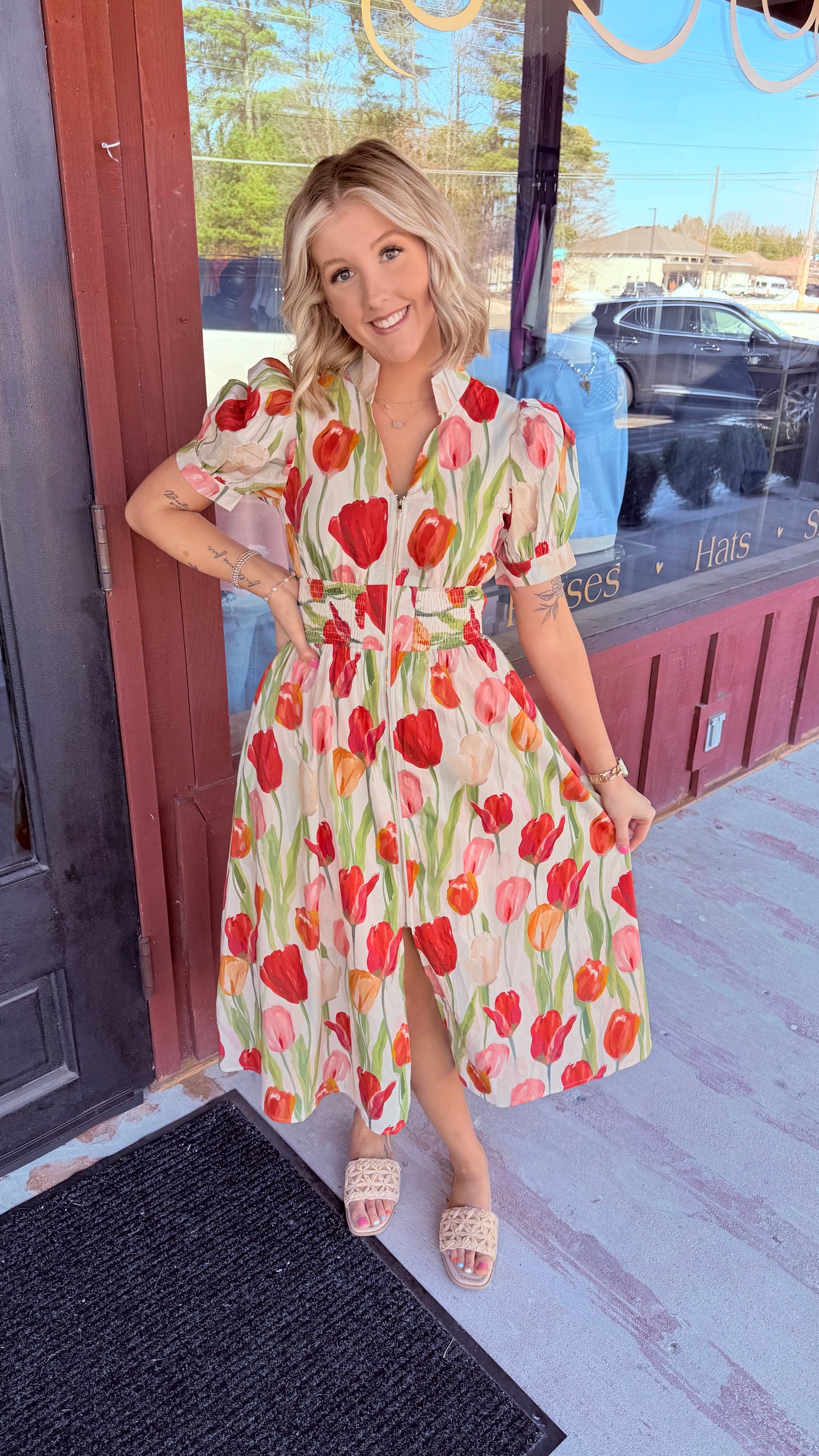 "Amber" Floral Zip Up Maxi Dress