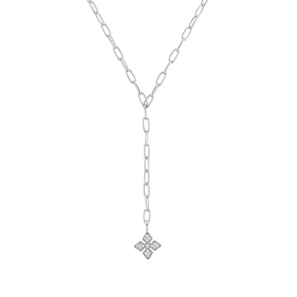 Natalie Wood Shine Bright Cross Lariat Necklace (SILVER)