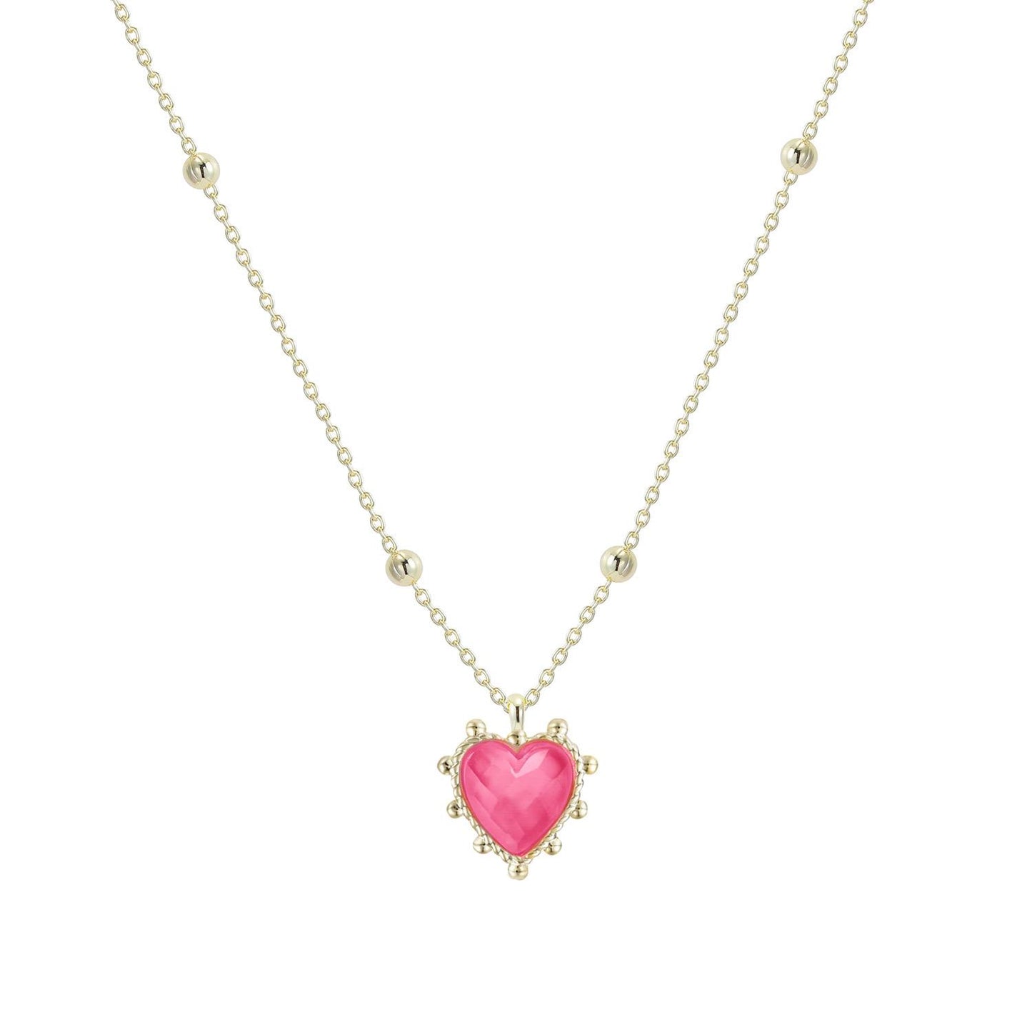 Natalie Wood Adorned Pink Heart Drop Necklace