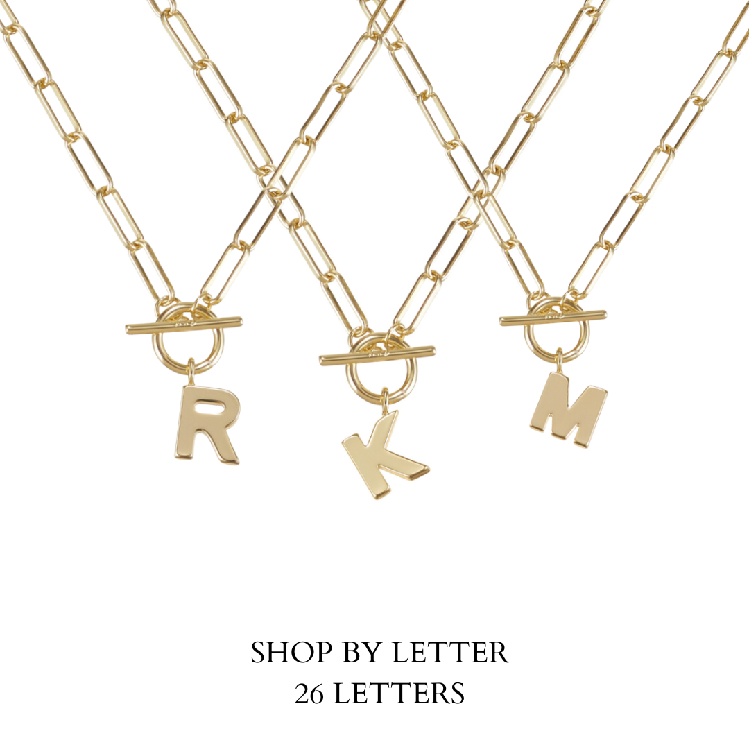 Gold Initial Toggle Necklace