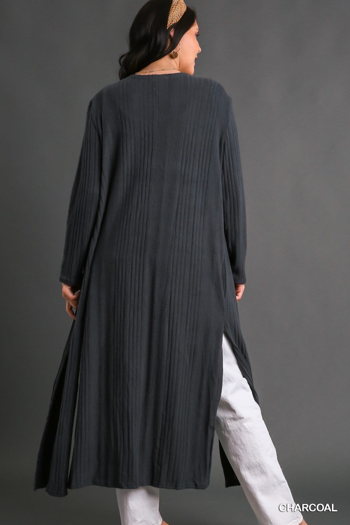 Throw and Go Charcoal Ribbed Cardigan