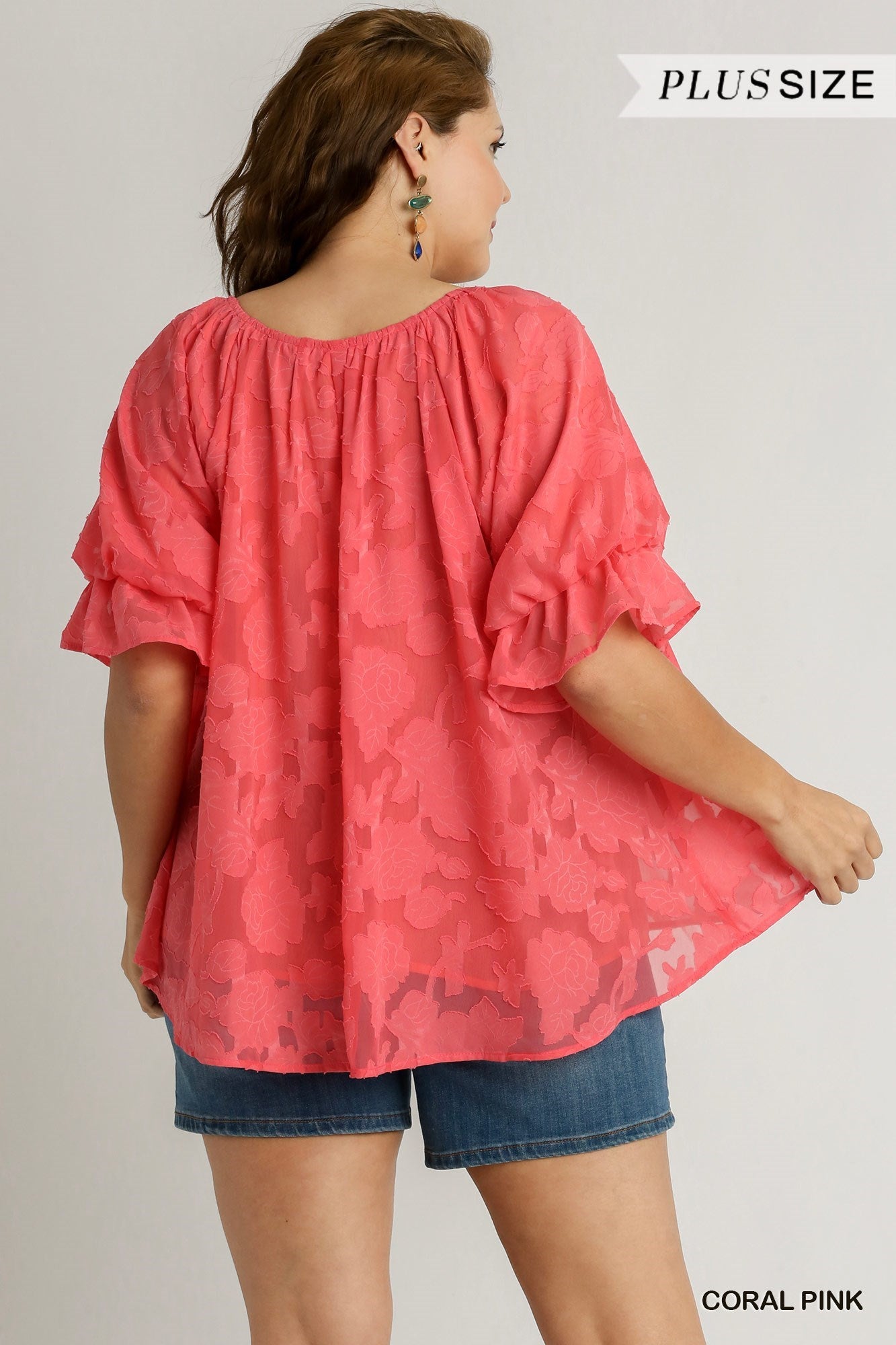 "Jacquelyn" Hot Coral Curvy Top