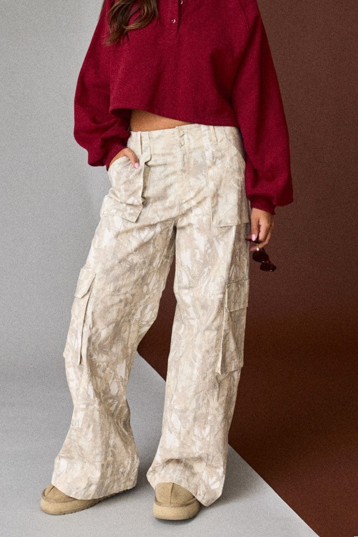 (Cammie) Camo Cargo Denim Pants
