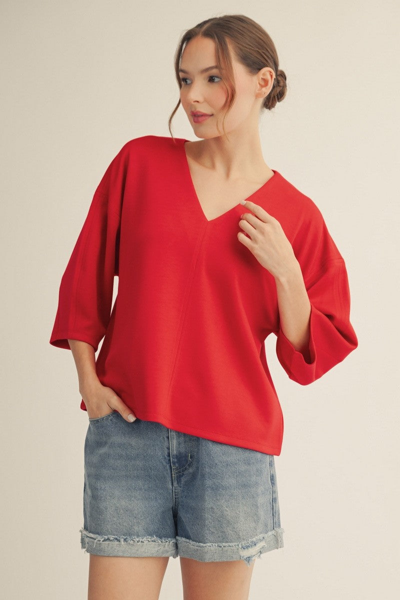 "Bella" Soft V Neck Solid Top