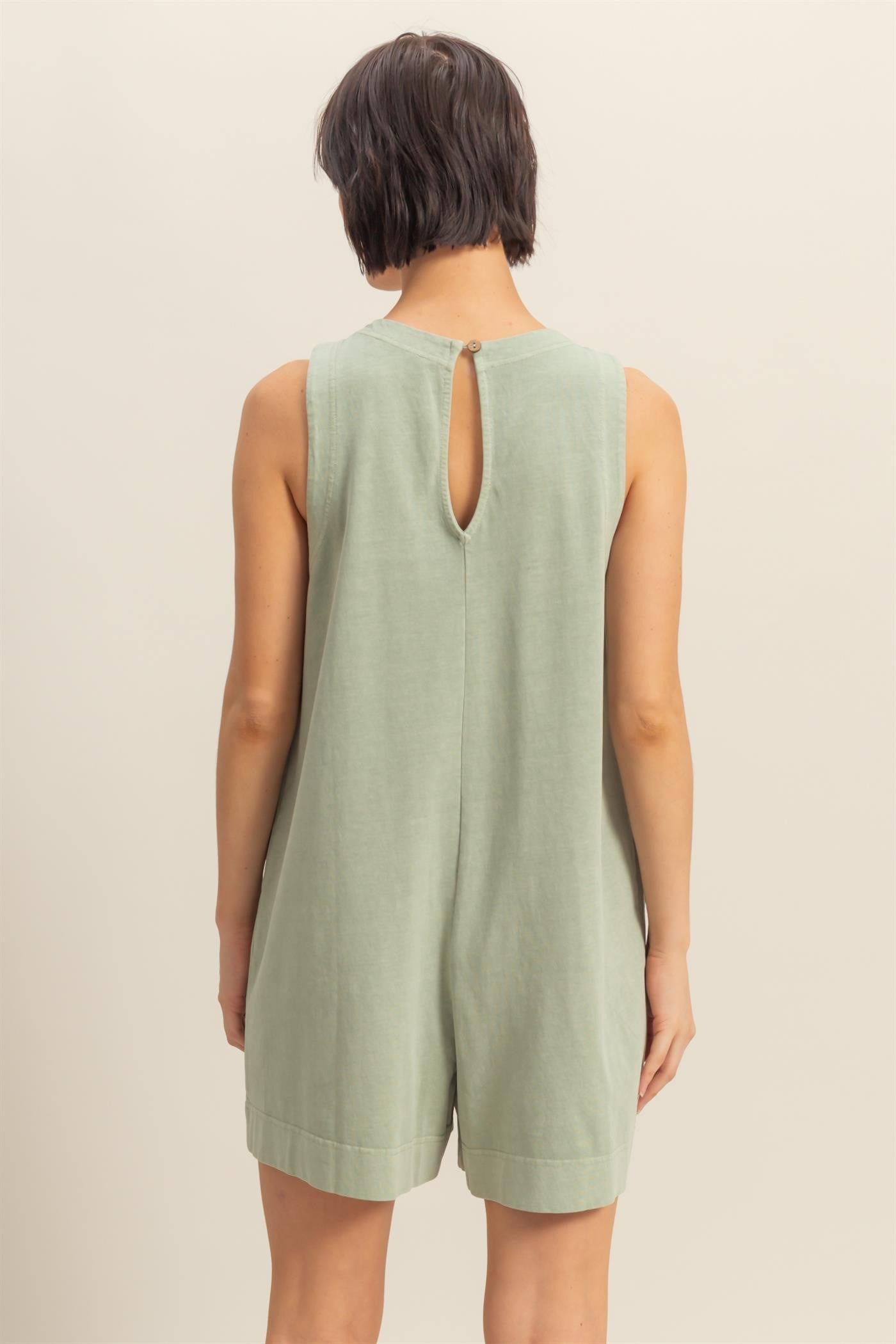 "Ashley" Sage Green Romper