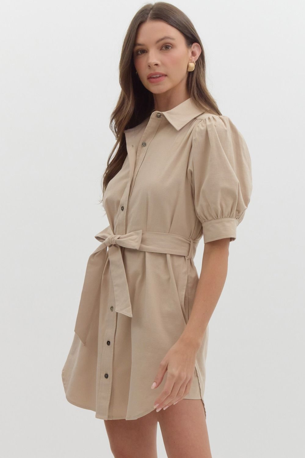 "So You" Button Up Belted Dress