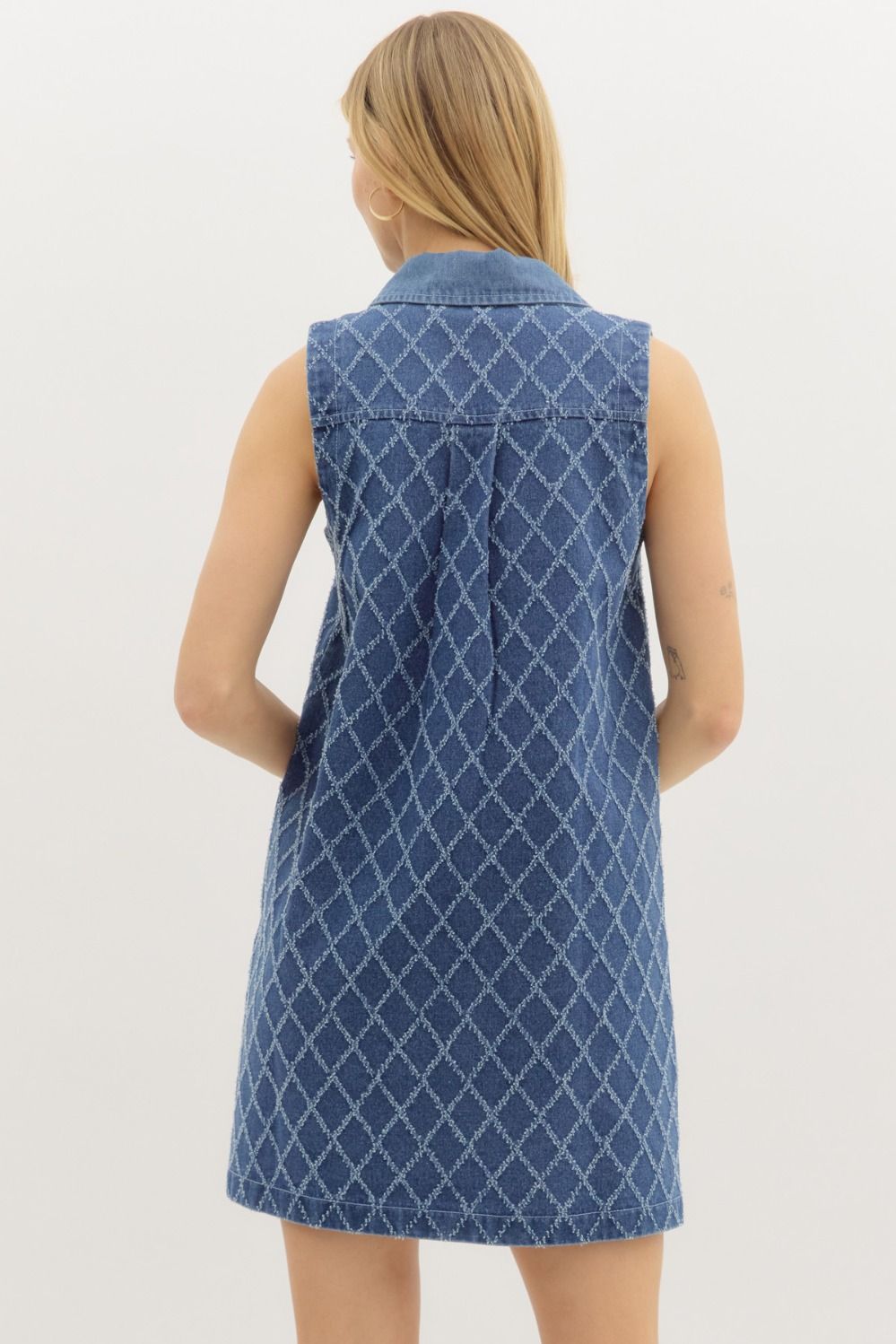 "Jenny" Diamond Pattern Denim Dress