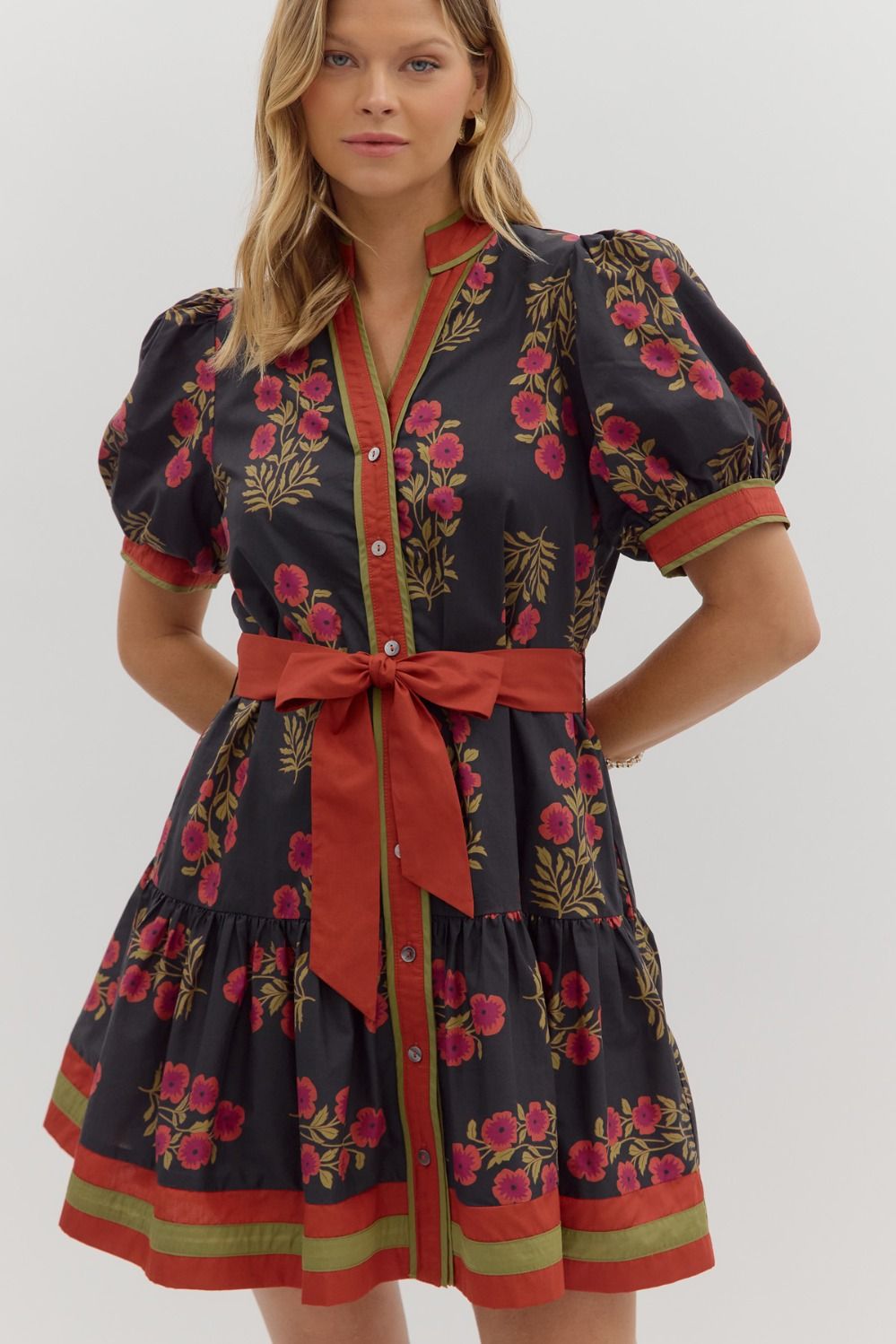"Spice" Floral belted dress