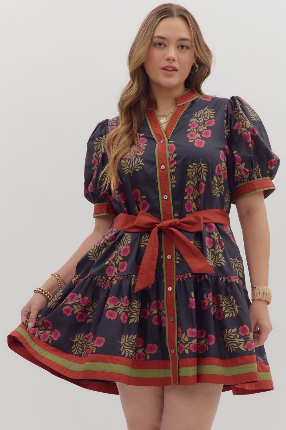 "Spice" Floral belted dress