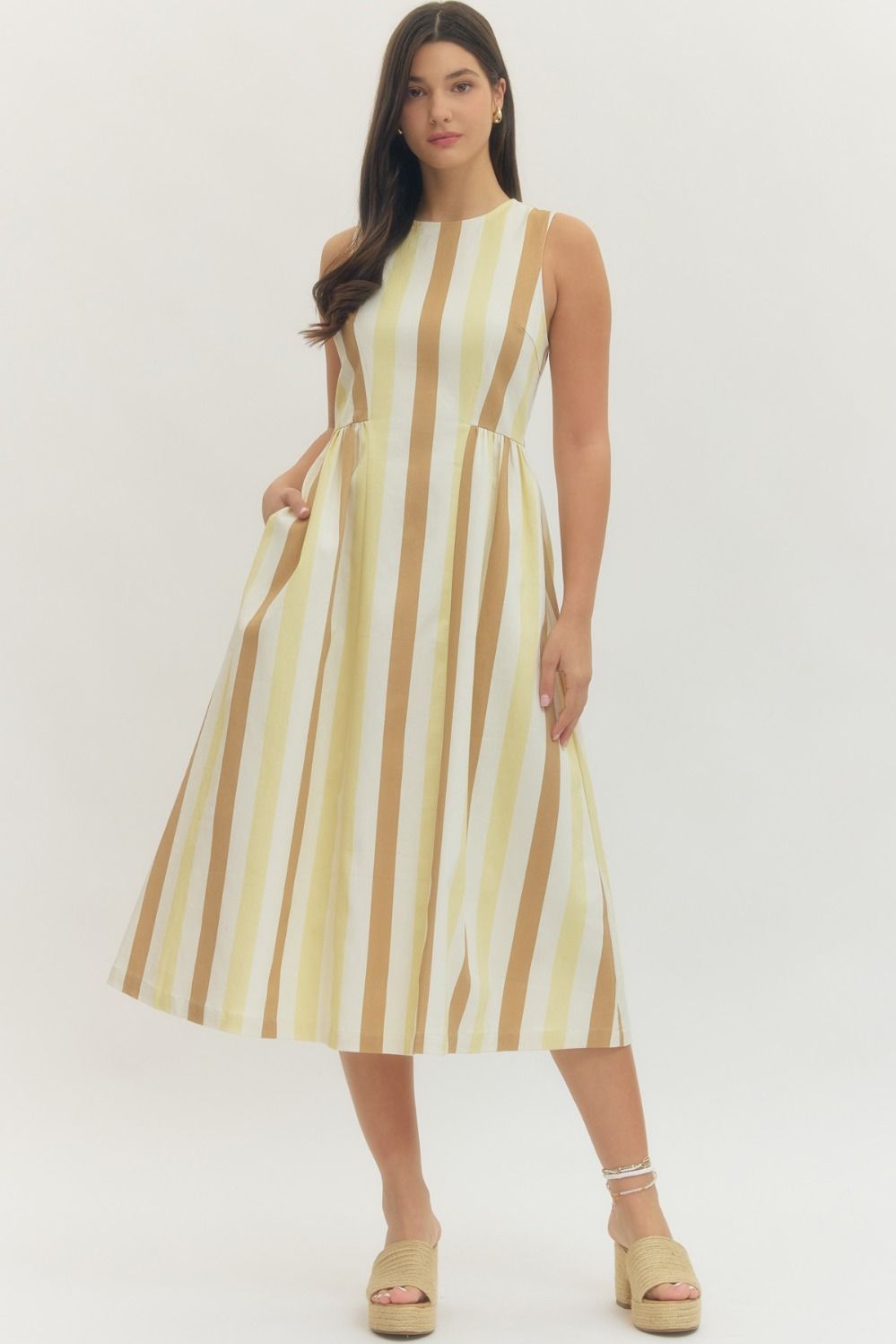 "Courtney" Striped Midi Dress