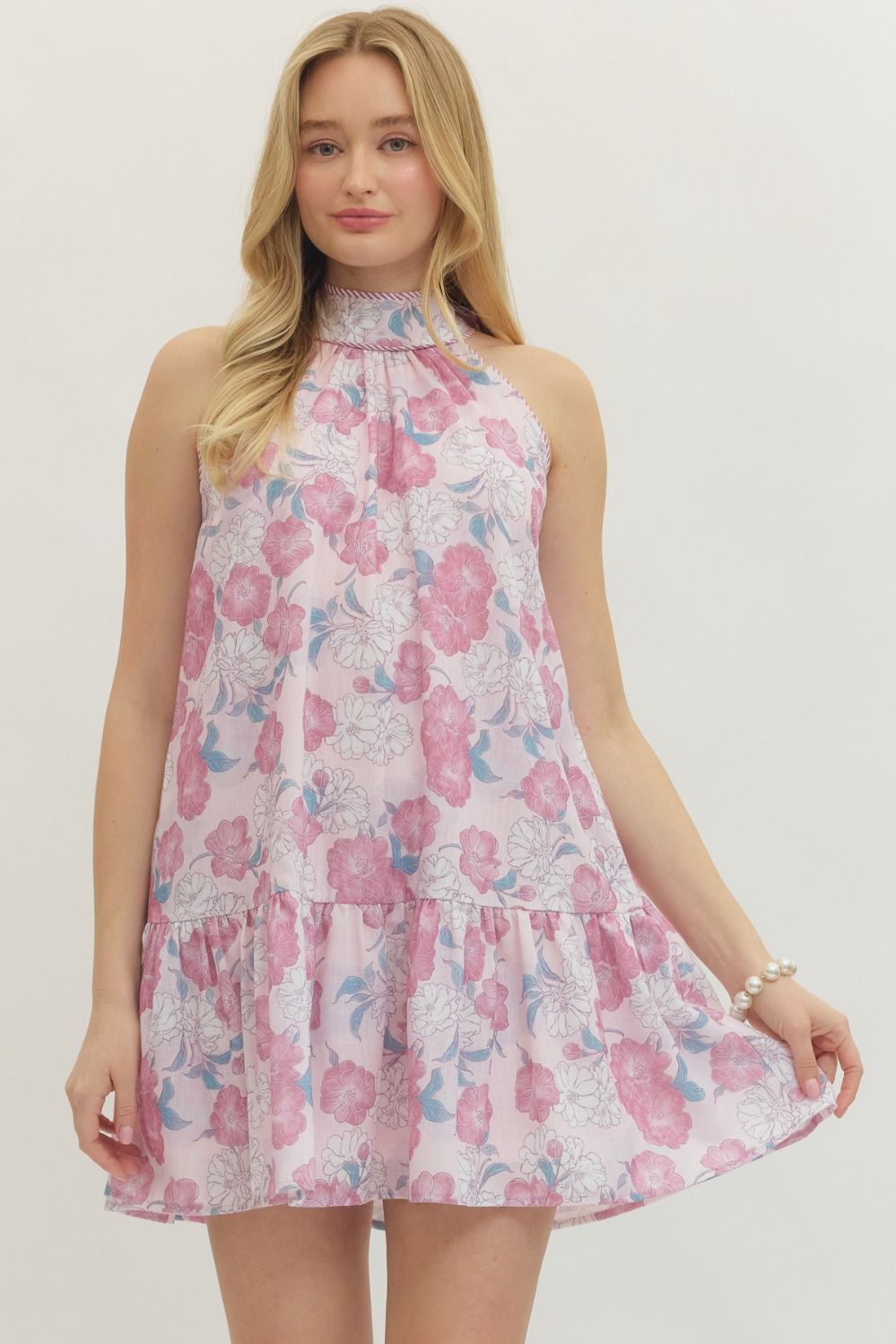 "Reed" Floral Halter Mini Dress