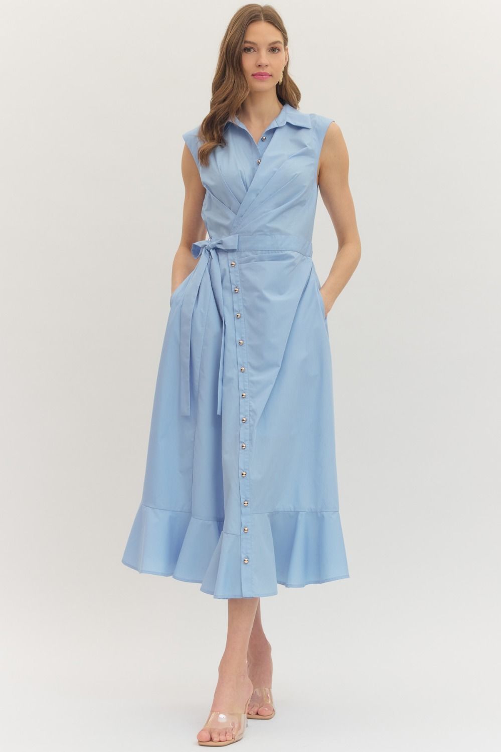 "Gina" Wrap Tie Midi Dress (multiple colors)