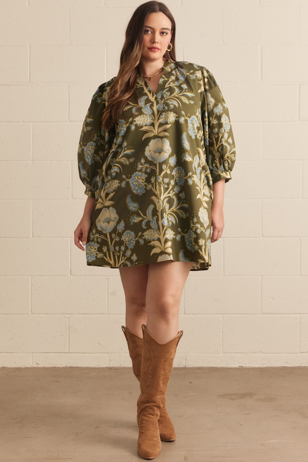 "Annie" Floral 3/4 Sleeve Mini Dress