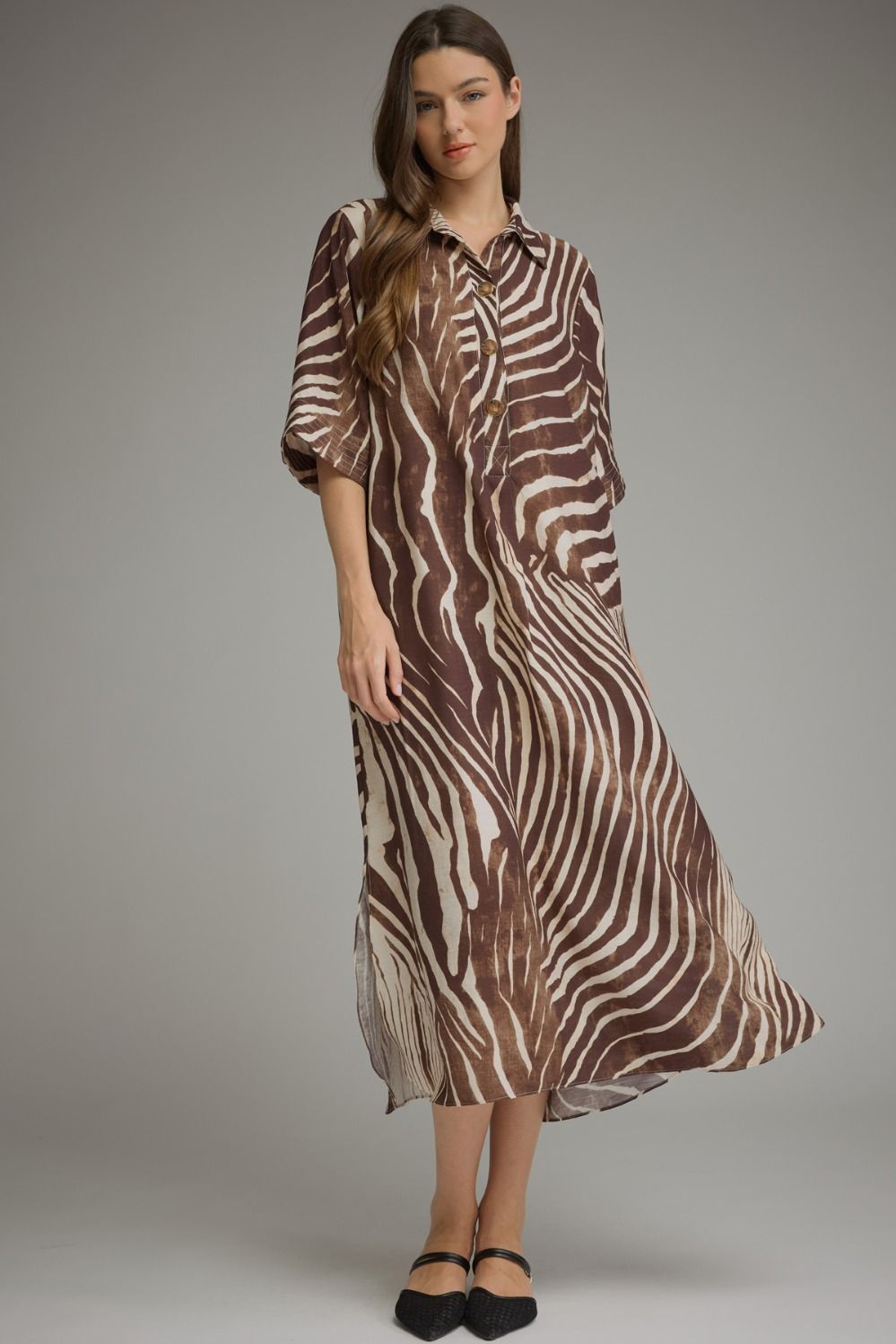 "Shannon" Zebra Midi Dress