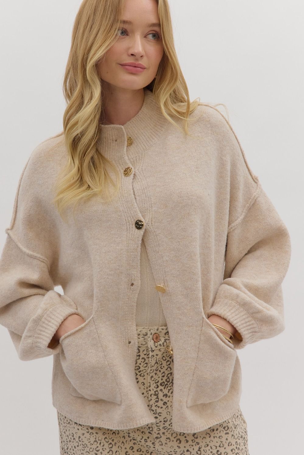 "Janelle" Gold Button Cardigan