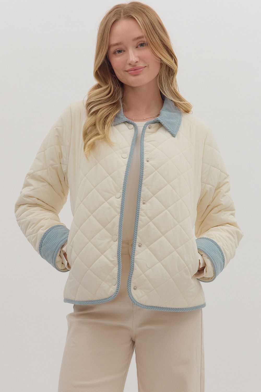 "Emmy" Quilted Jacket w/ Corduroy Accents Jacket (Multiple Colors)