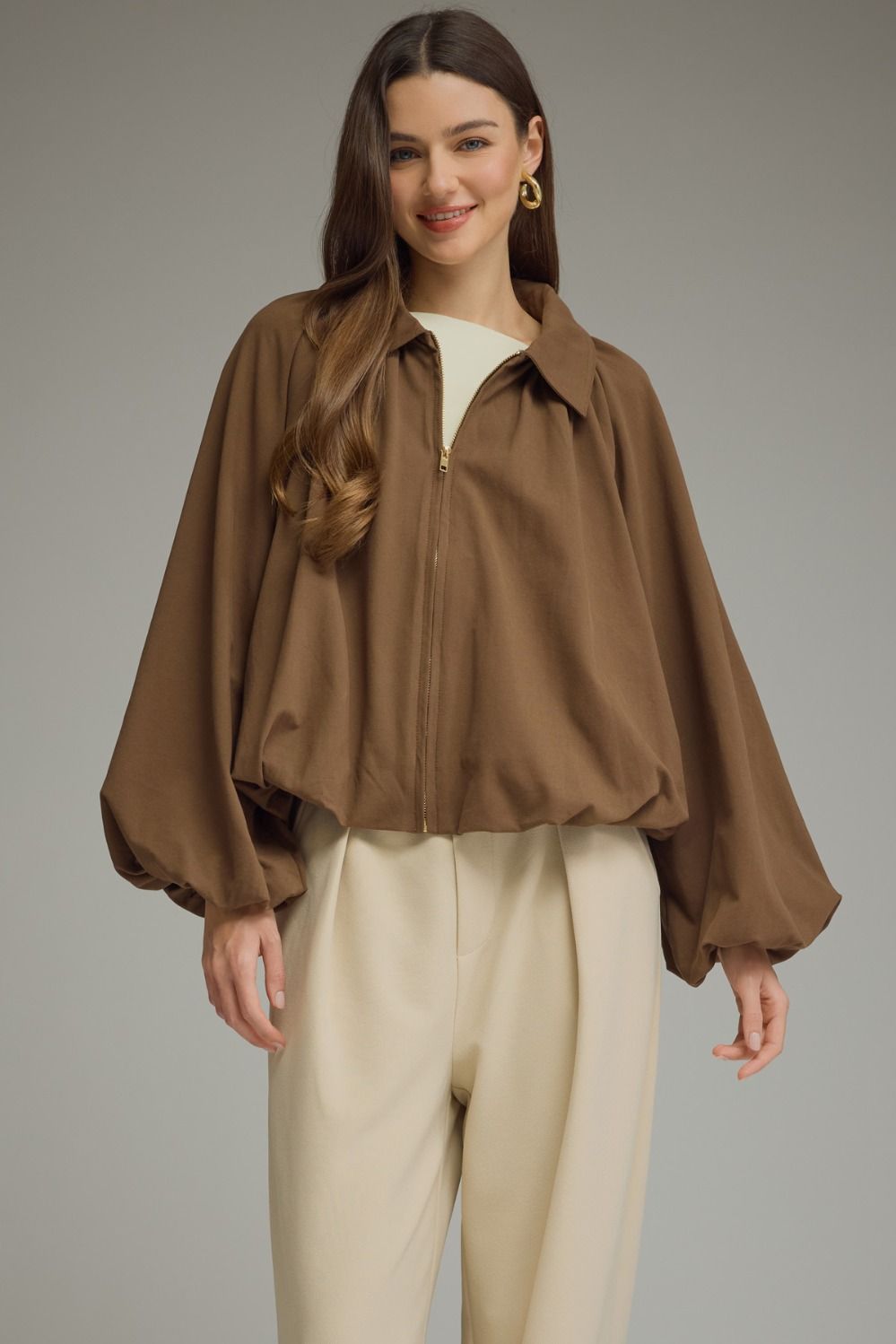 "Mya" Zip Up Bubble Jacket
