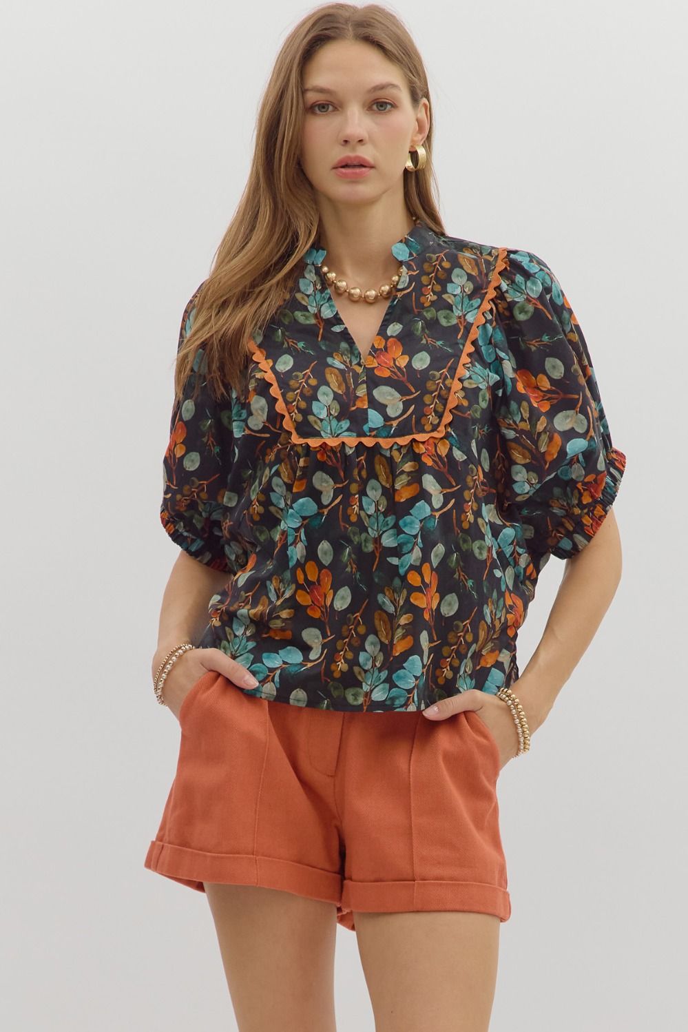 "Rachel" Botanical Top