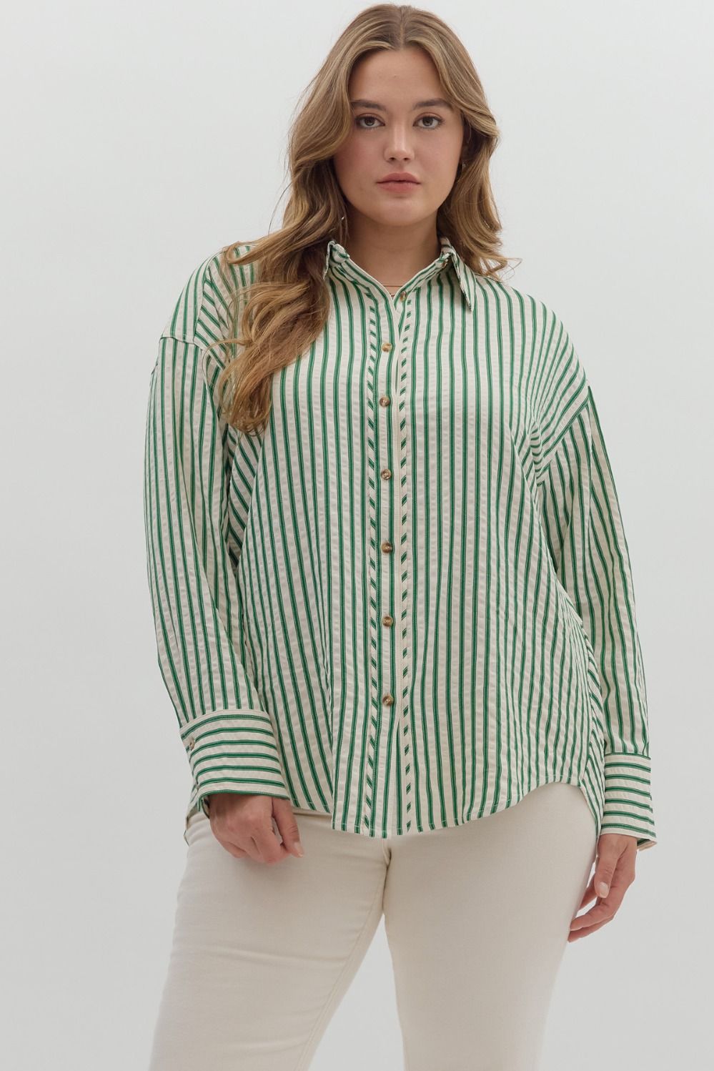 "Adrea" Striped Long Sleeve Button Up (Multiple Variants)