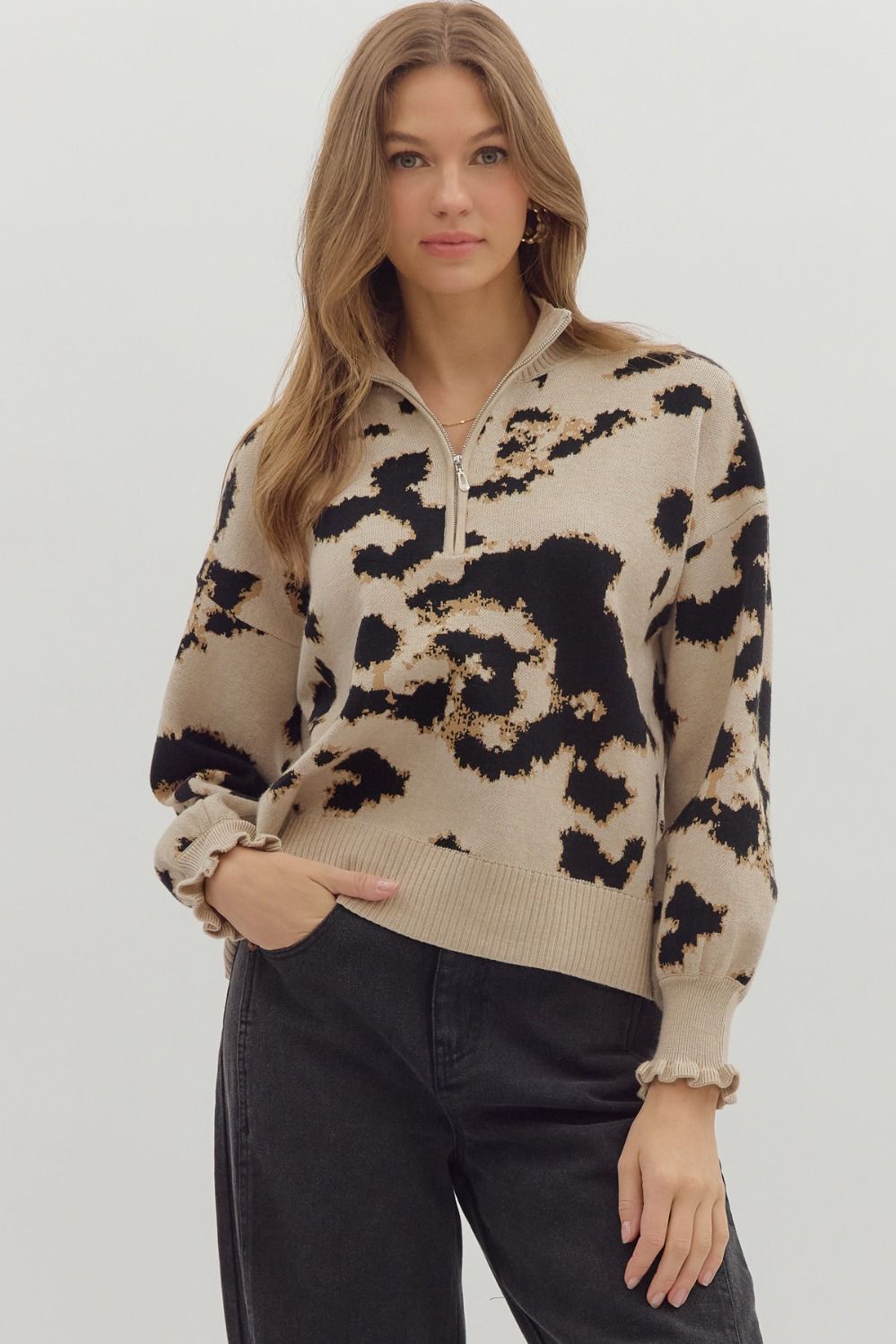 "Lauren" Marbled Half Zip Sweater
